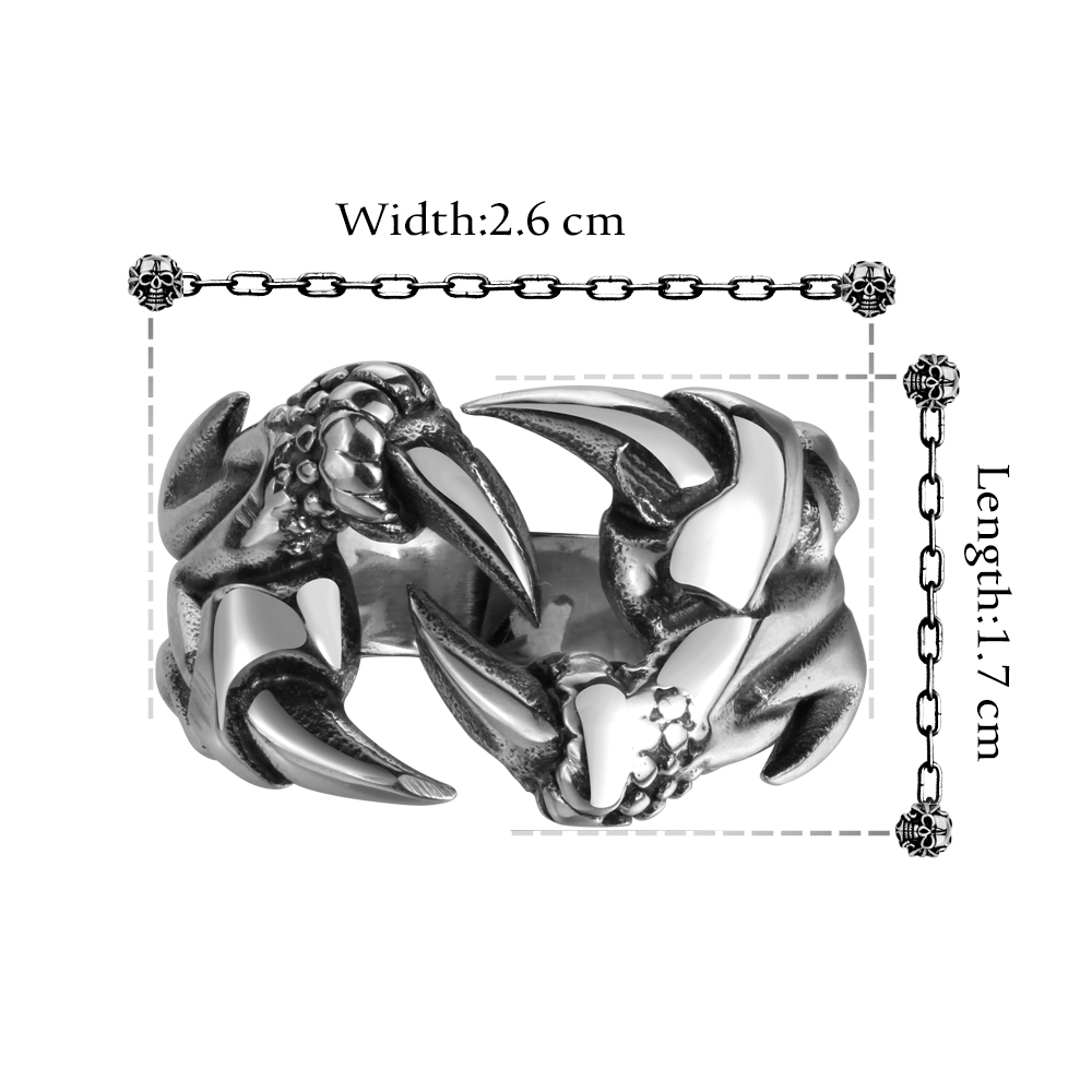 Stainless Steel Antique Gothic Biker Tribal Ring Black Men’s Unisex Claws B189