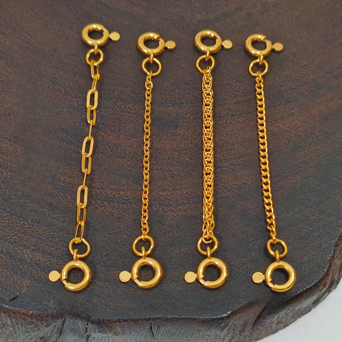 Pure 999 24K Yellow Gold Extender Wheat Curb Square O Link For Chain Jewelry Diy