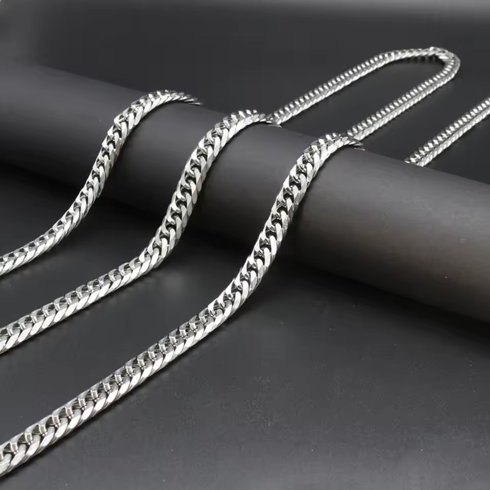 Stainless Steel Silver Chain Cuban Curb Womens Mens Necklace 3/5/7/9/11mm