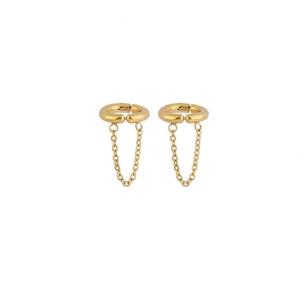Woman 18K Gold Plated Earring Tassel Ear Cuff Cartilage Non Pierced