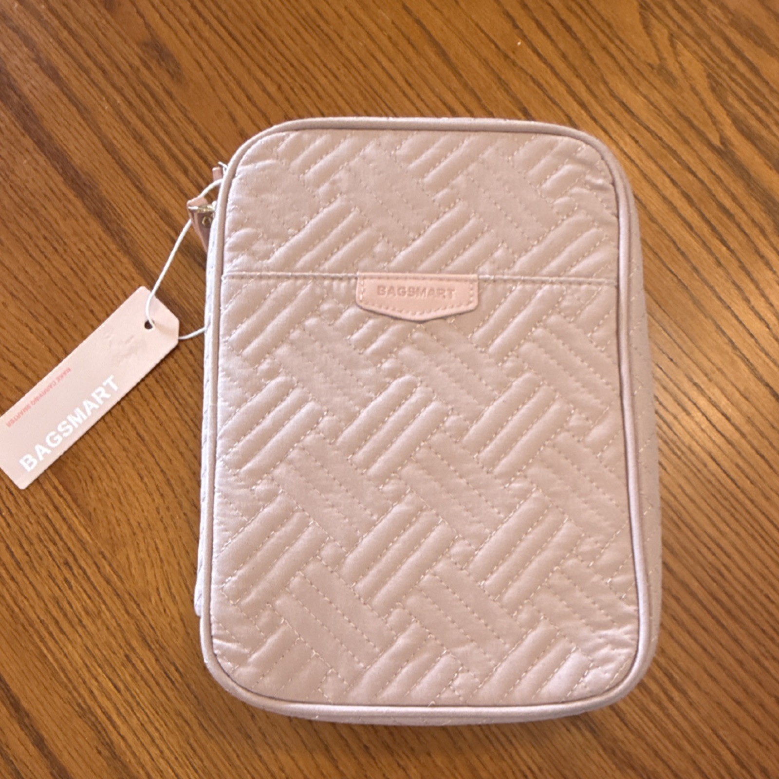 BAGSMART Travel Jewelry Case Zip-Around Ring Holder Insert, pink w/ Pouch Pages