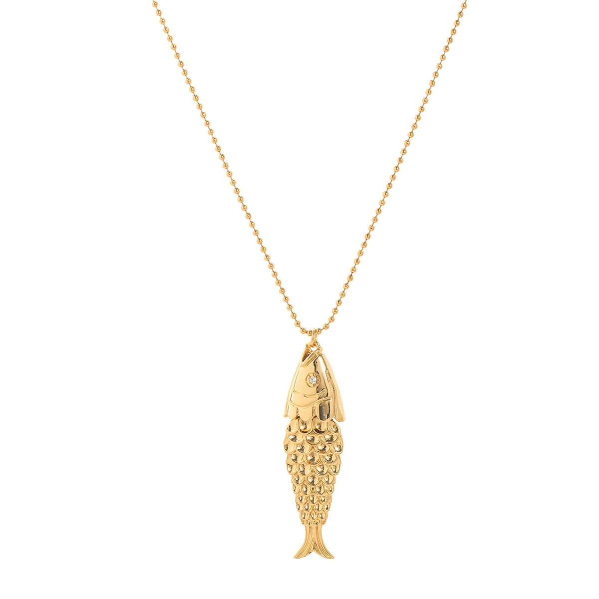 Koi Fish Pendant Necklace Zircon Gold Plated Hip Hop Lucky Jewelry Gift