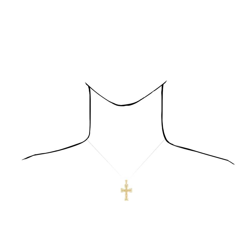 14K Yellow Gold Diamond-Cut Jesus Crucifix Religious Cross Pendant 1.6″