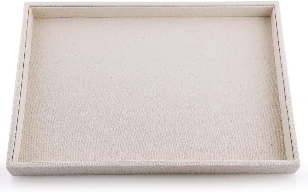Elegant Linen Jewelry Tray – Stackable Jewelry Organizer for Dresser | 13.8″L