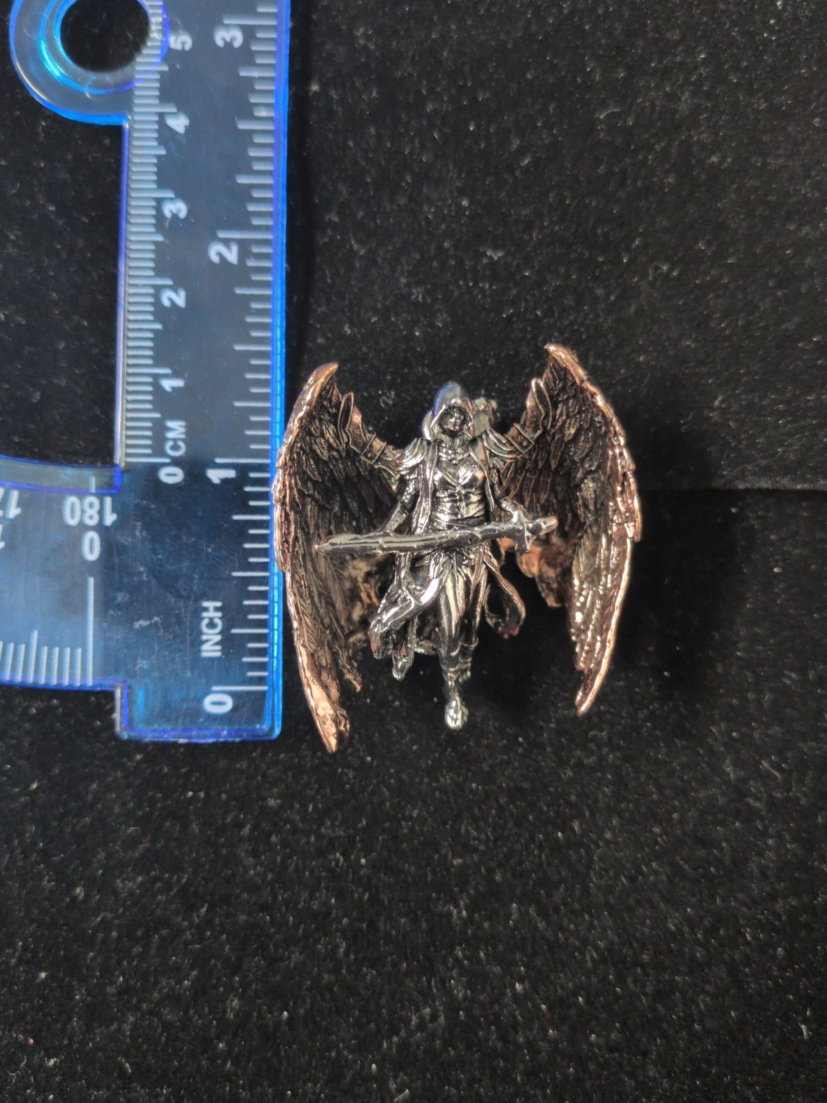 Archangel Michael Representation, W/Copper Wings, Stainless Steel, Pendant