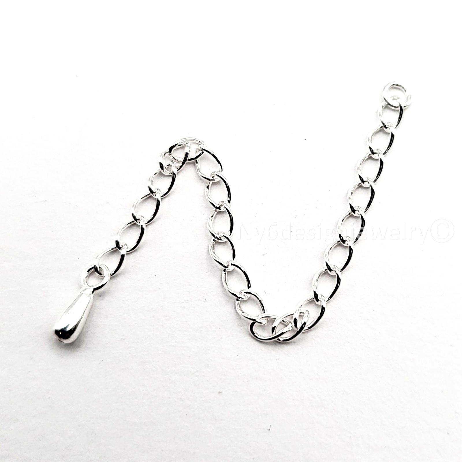 Sterling Silver Extender Chain 3″ 925 w/ 5mm Teardrop 1pc Necklace Bracelet