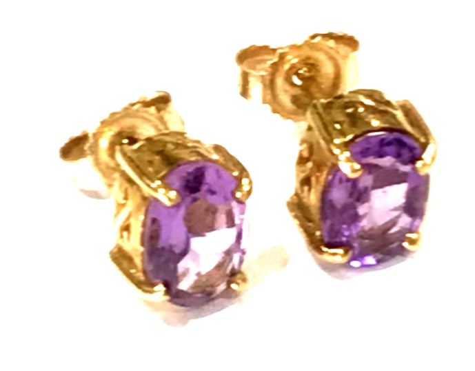 9ct Gold Amethyst Earrings Studs Hallmarked Gift boxed