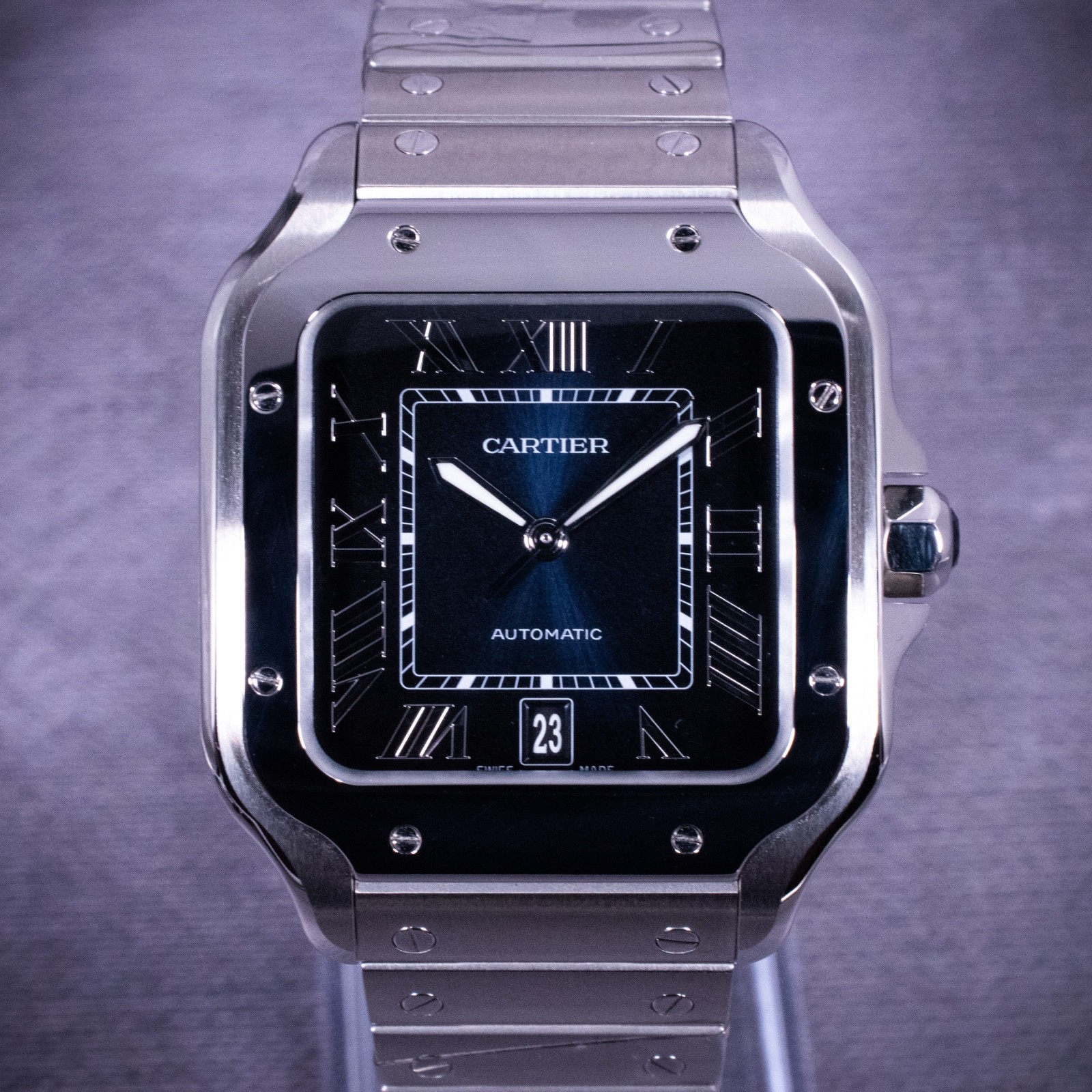 Unworn Cartier Santos de Cartier Large Model, Blue Dial, Ref. WSSA0030 w/ B&P