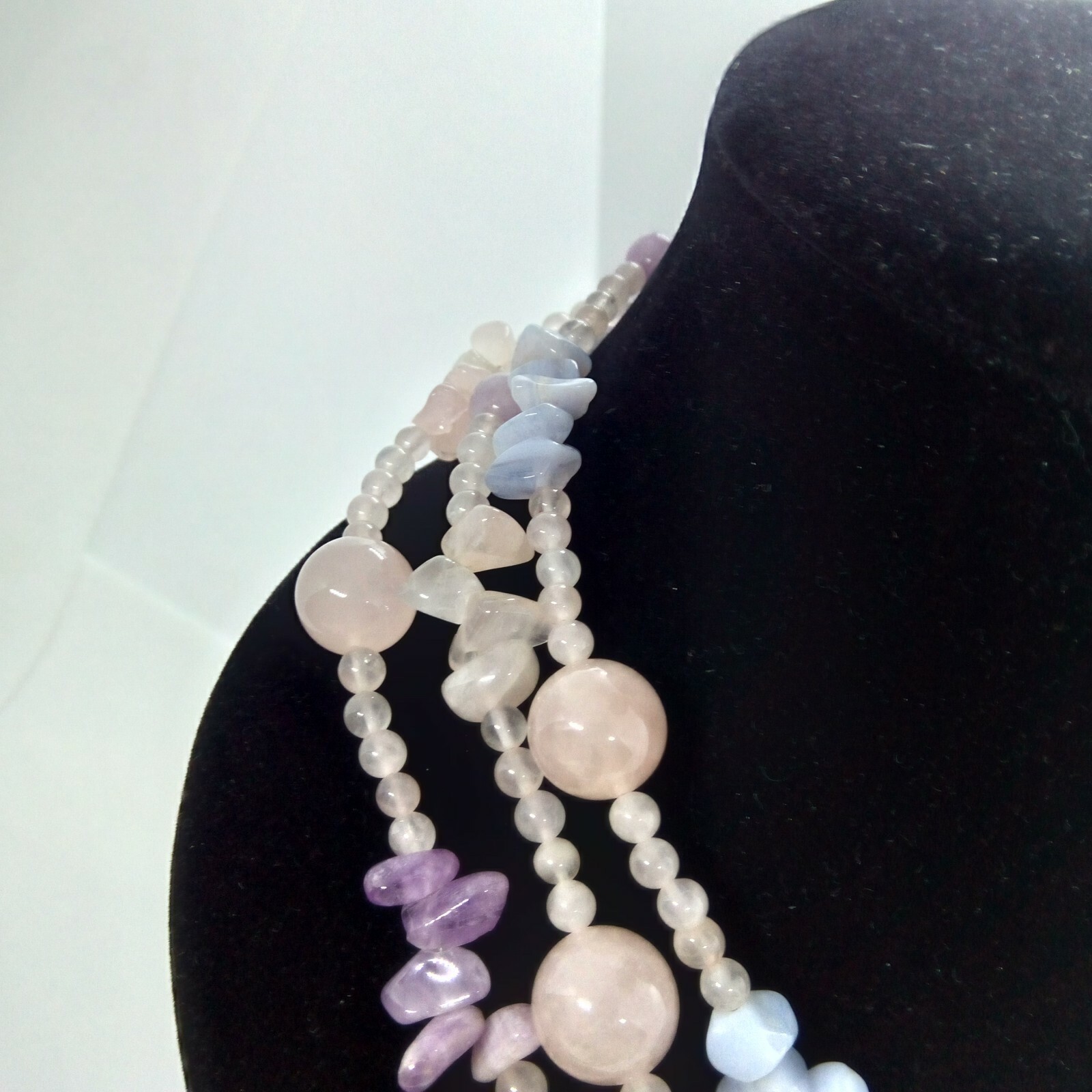 Glass Bead Necklace 3 Strand Round Beaded String Beautiful ❤️✨