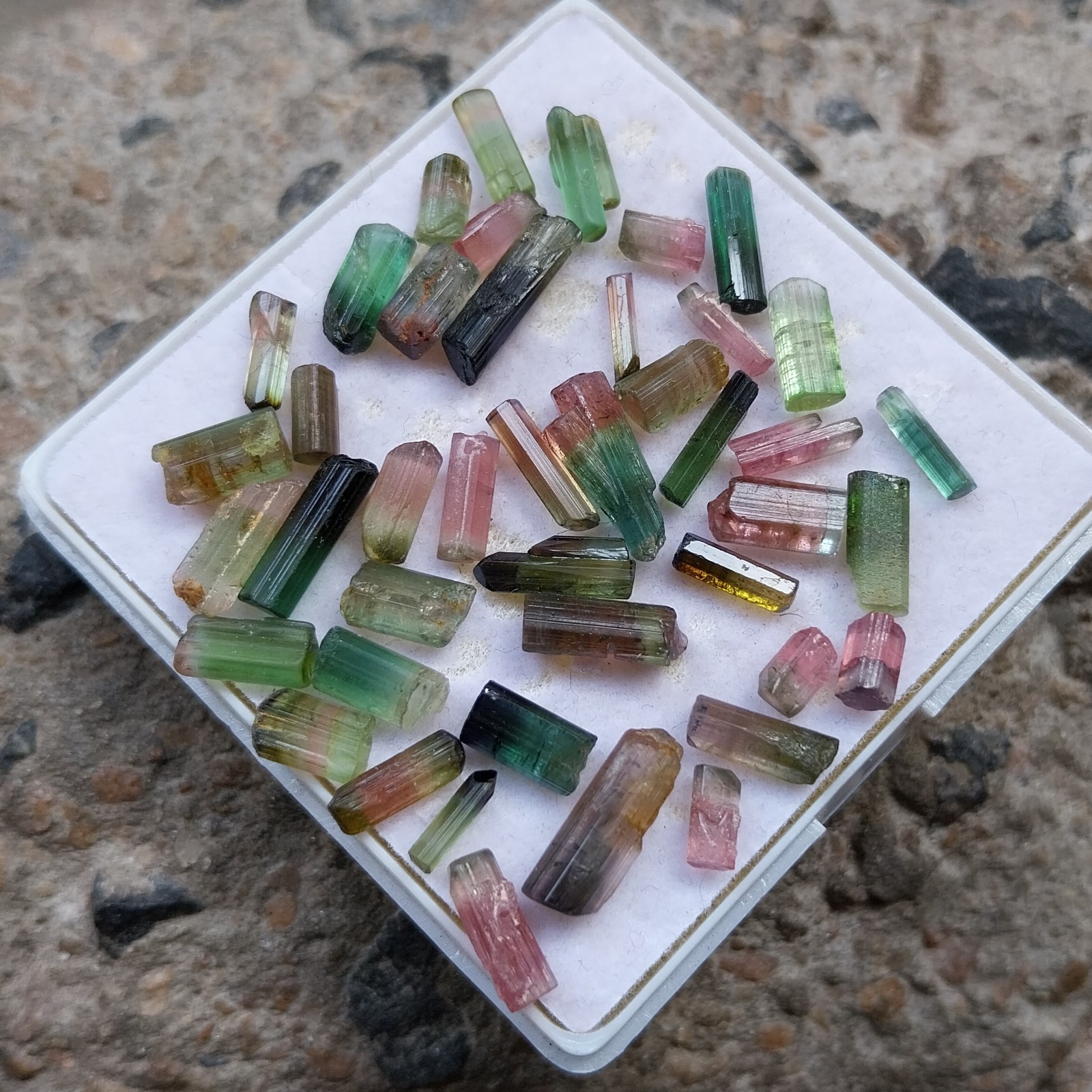 31.8 Ct 5 to 12.5 MM Natural Watermelon Bi Color Tourmaline Stick 43 Piece Lot
