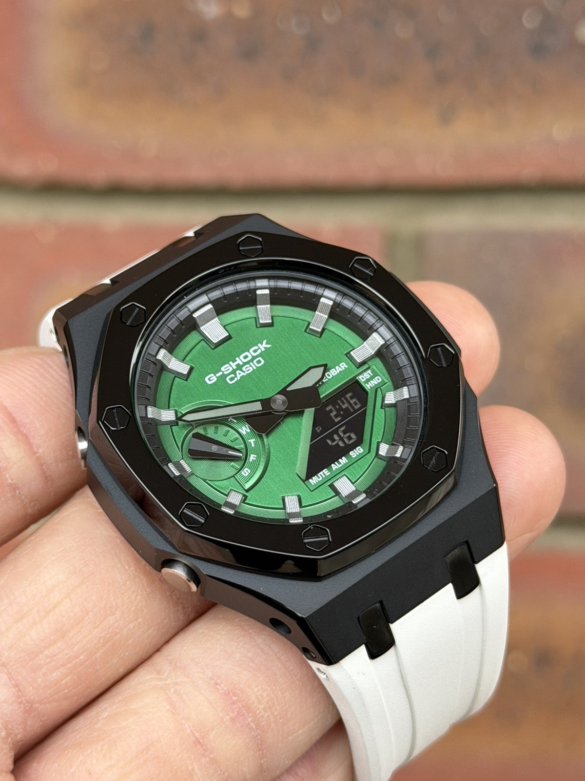 Casio G-Shock GA-2100 Custom Mod Premium SS Case With FKM Band,Polish Green