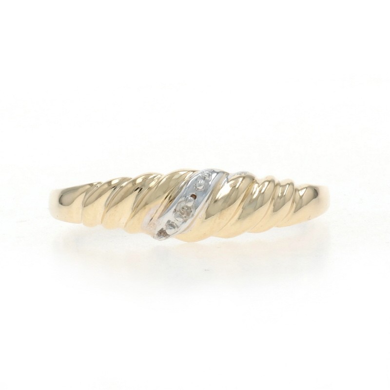 Yellow Gold Diamond Crescent Band – 10k Single Cut Ring