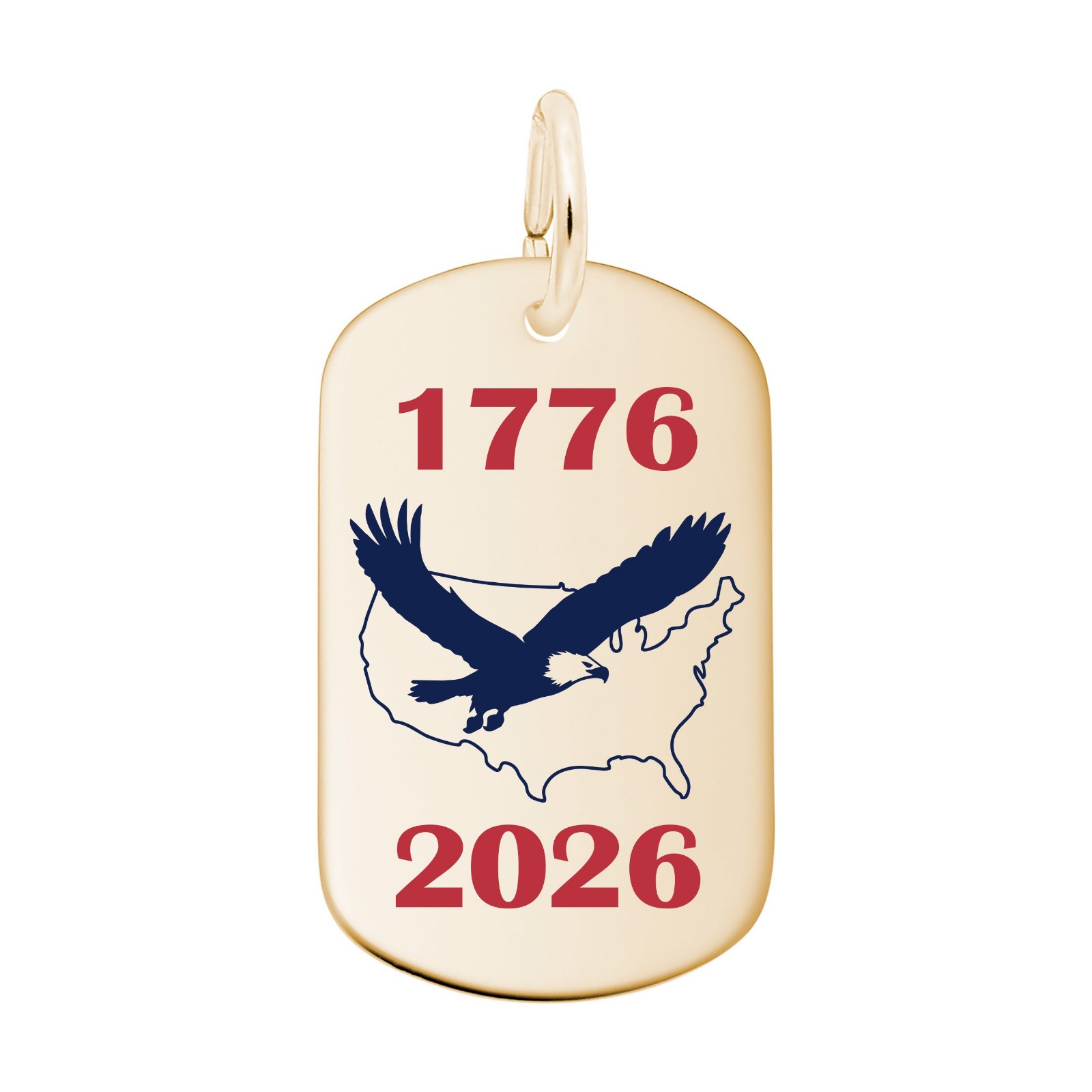 Painted USA 250 – 1776-2026 Eagle Charm by Rembrandt 14k or 10k or 925 Sterling