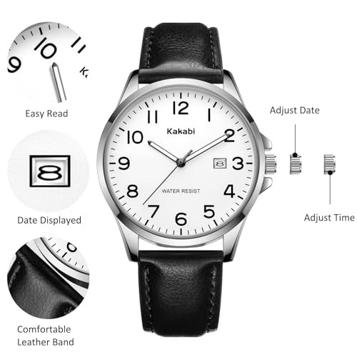 Watch for Men, Fashion Minimalist Wrist Watch Waterproof Quartz 03-BlackWhite