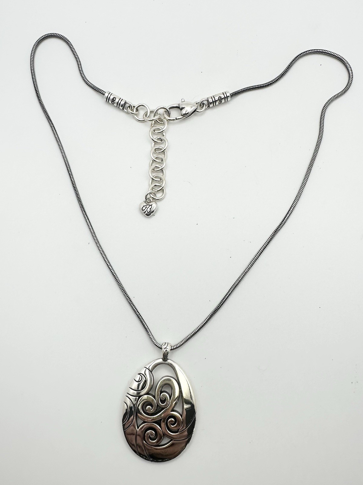 Brighton mingle silver scroll pendant with swirling filigree design With Earring