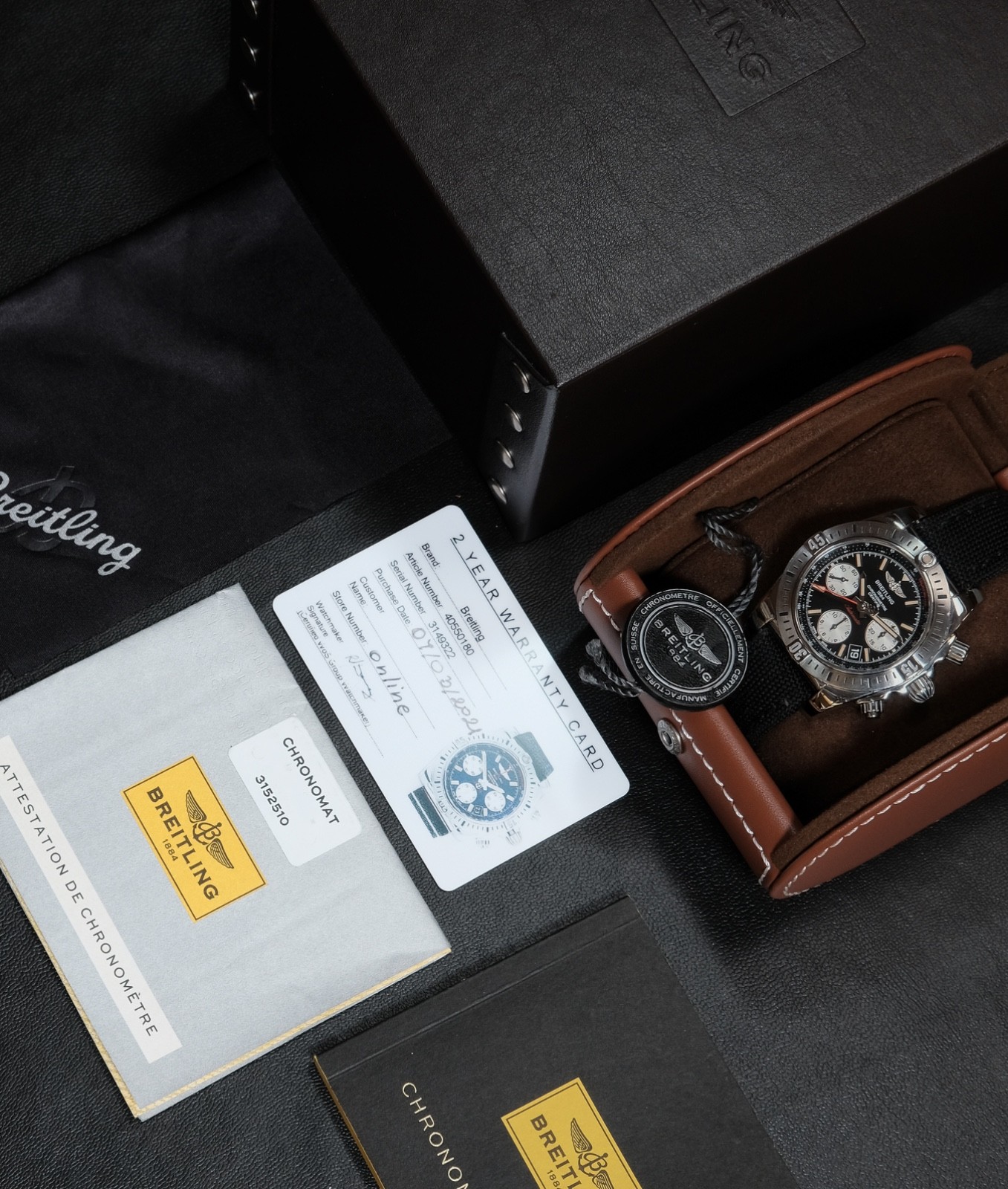 Breitling Chronomat 41 AB0140 2014 Blue Dial Automatic Chronograph Box