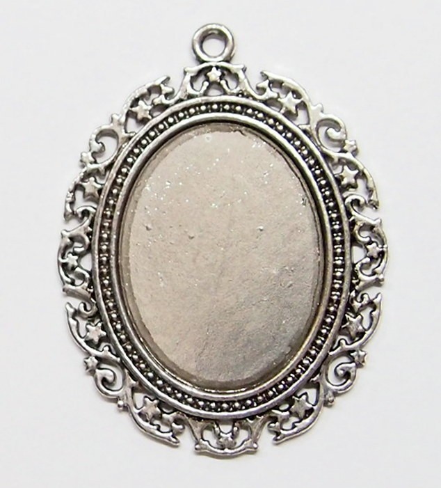 4 of 40x30mm Antique Silver Victorian Floral & Stars Pendant Settings 64x48mm