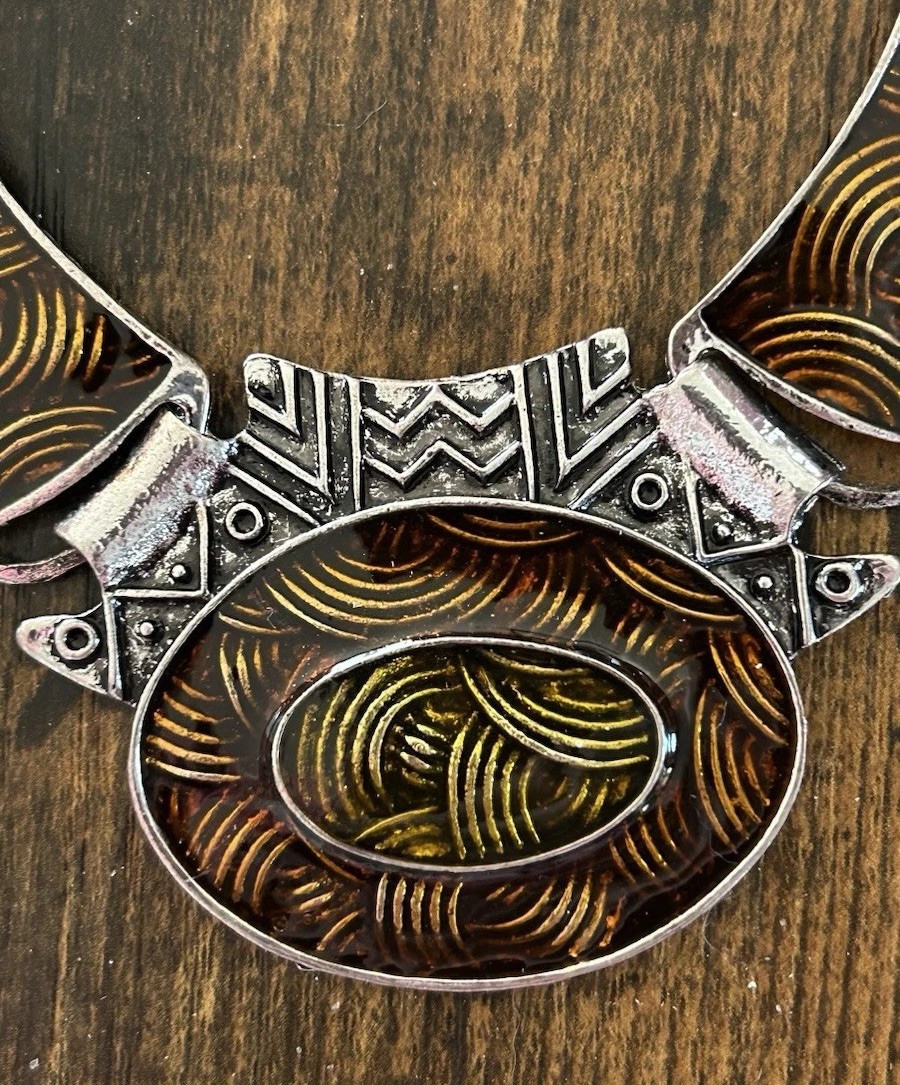 Silver Alloy Enamel Fashion Necklace And Earrings Set