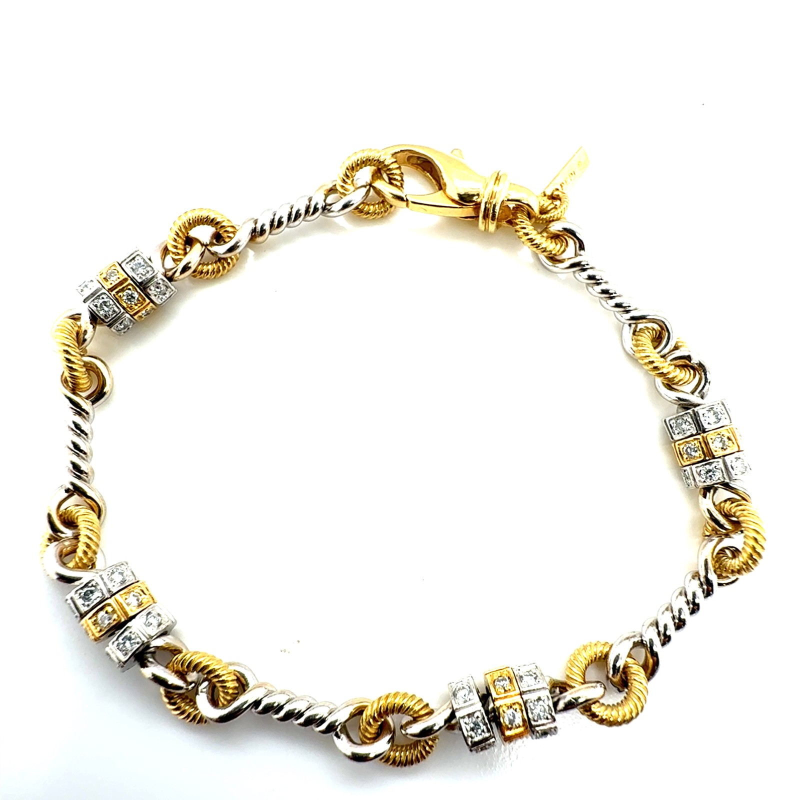 Retro Platinum and Yellow Gold 0.70 Carat Natural Diamond Bracelet by Pepi