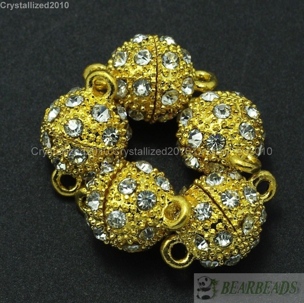 20 Sets Crystal Rhinestone Strong Magnetic Round Ball Connector Clasps Making