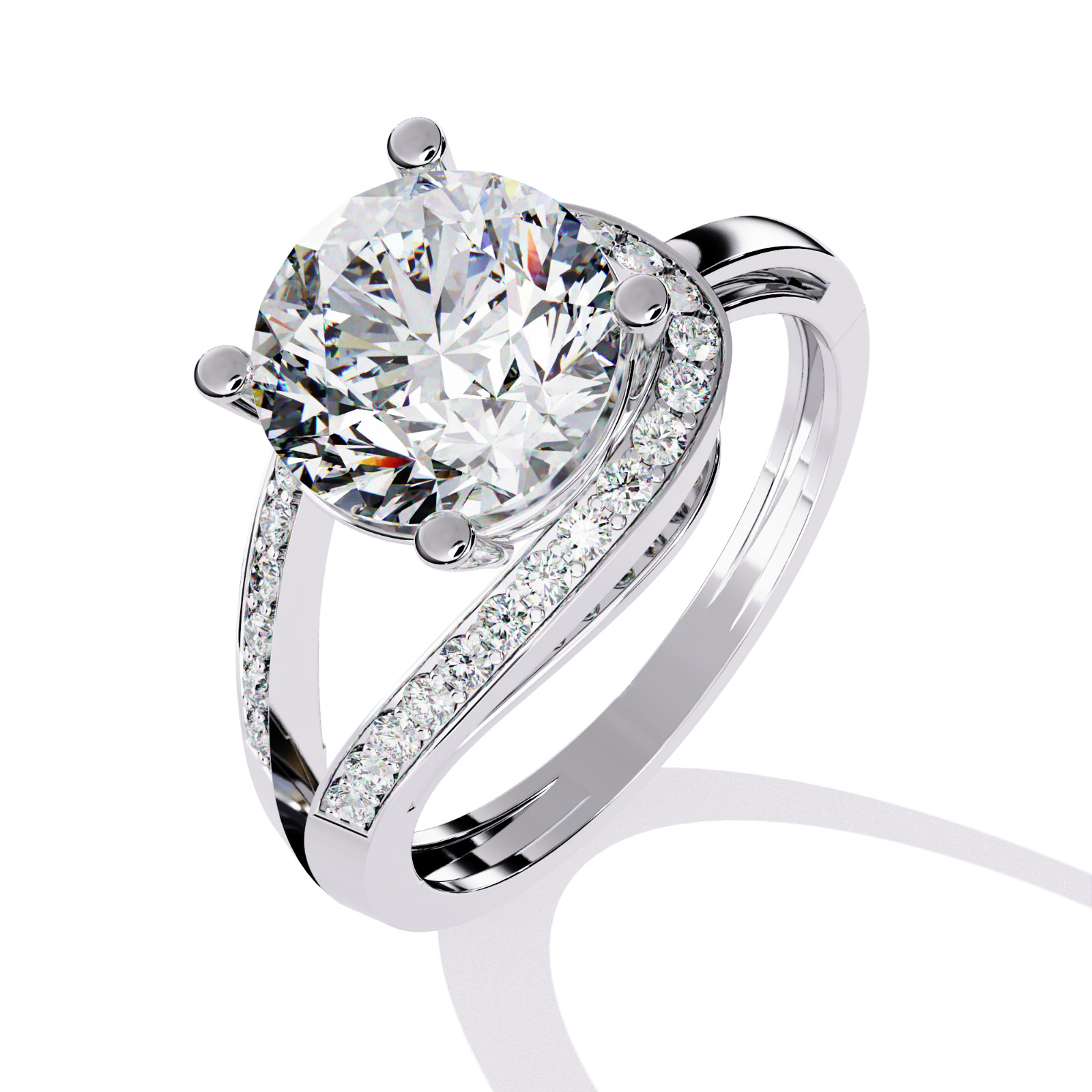 2.73 Ct Round Moissanite Ring 925 Sterling Silver CZ Engagement Bridal Ring