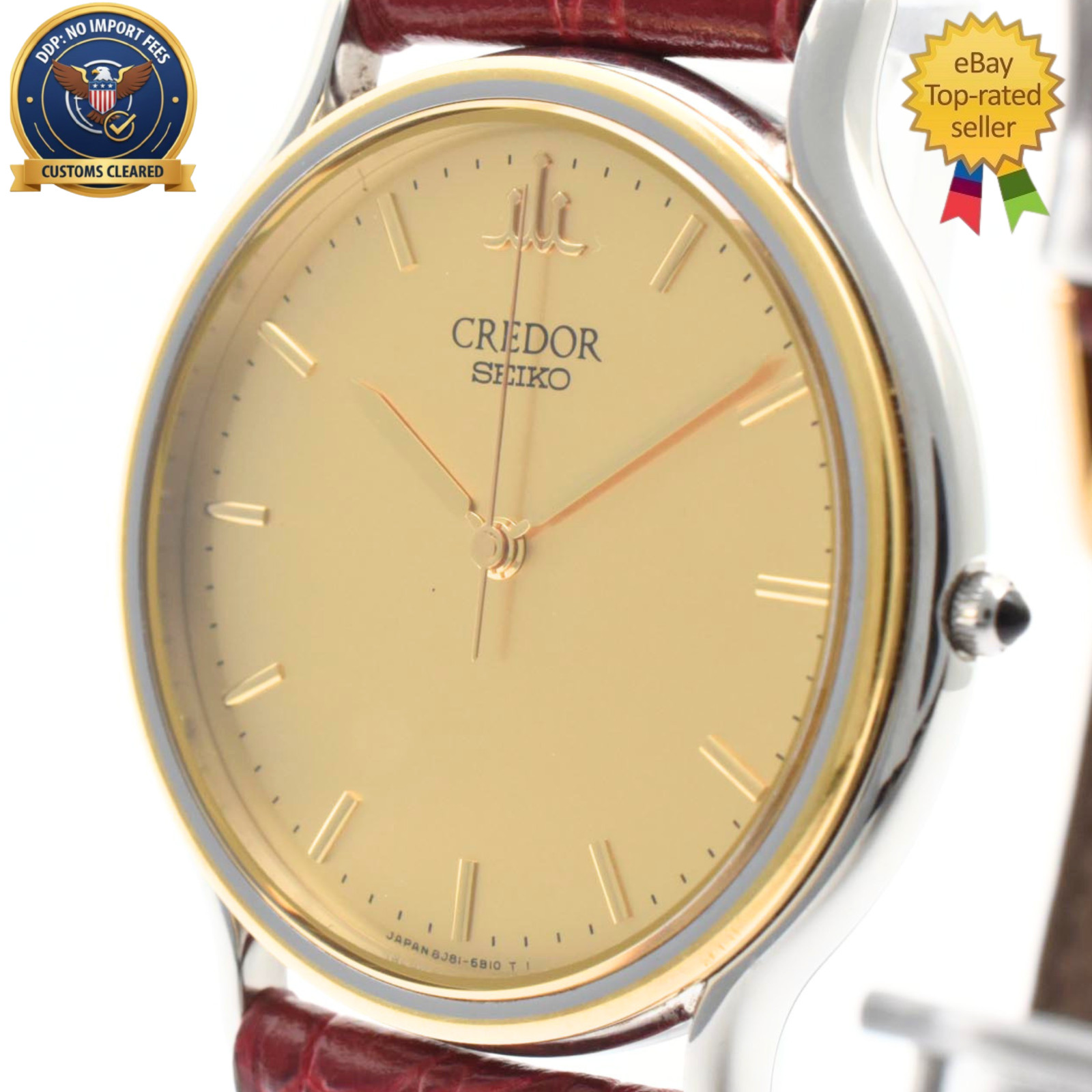 Vintage [NEAR MINT] SEIKO Credor 8J81-6B00 Gold Dial 32mm Quartz Men’s Watch JP