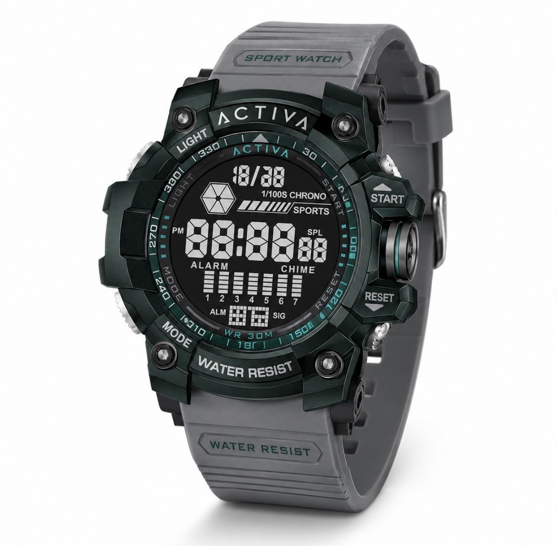 ACTIVA ACW8020 Digital Sport Watch Quartz Alarm Chrono Blue Backlight