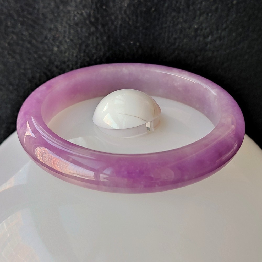 Certified Grade A Lavender 58mm Natural Burma Jade jadeite Bangle Bracelet 4325