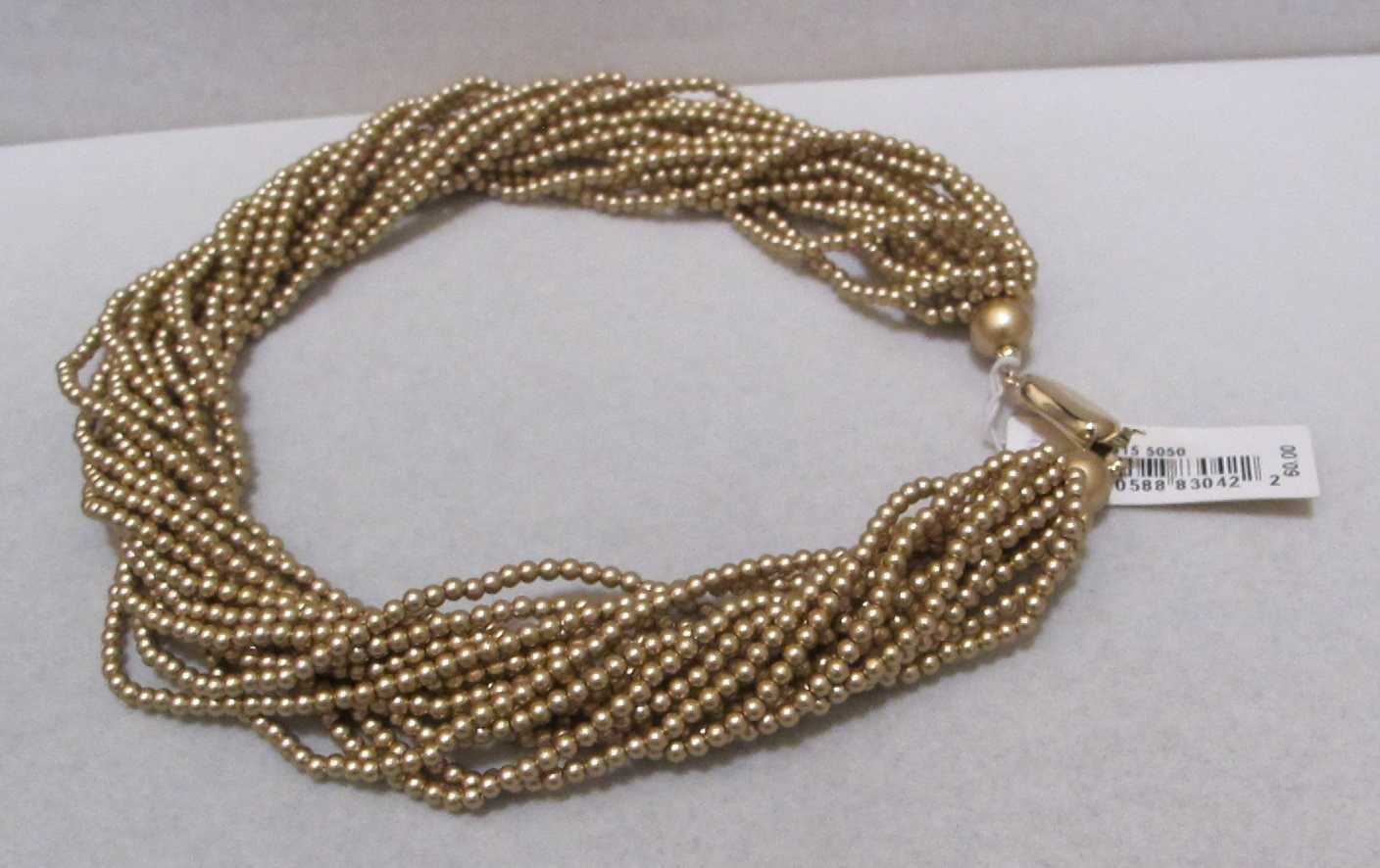 CAROLEE 16-Strand 17” Matte Gold Tone Beads Torsade Necklace $60 NWT