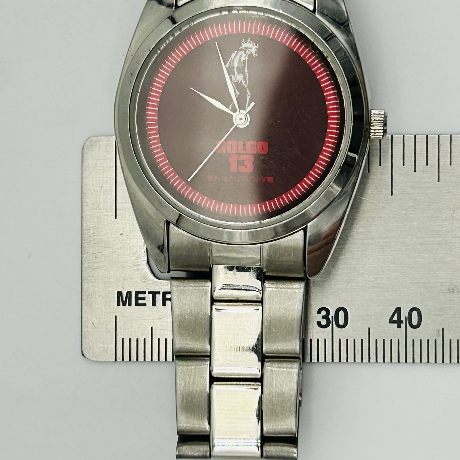 VINTAGE Golgo 13 Watch Adult Silver Tone Red Anime Manga Japan Video Game Y2K