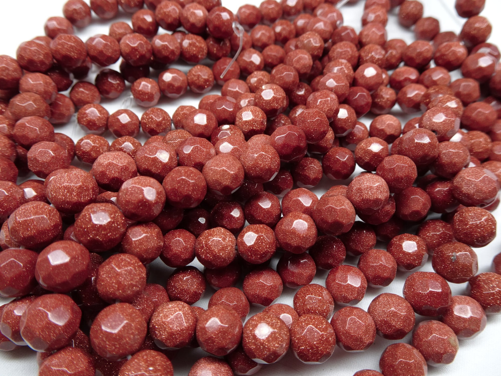 14 1/4″ Strand Goldstone Faceted Round 7mm Glass Beads A113 DNG