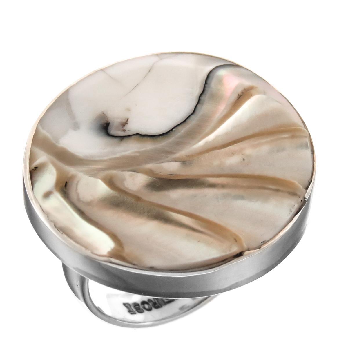 925 Silver Round Nautilus Shell Sterling Adjustable US Sz 6,7,8,9 Ring