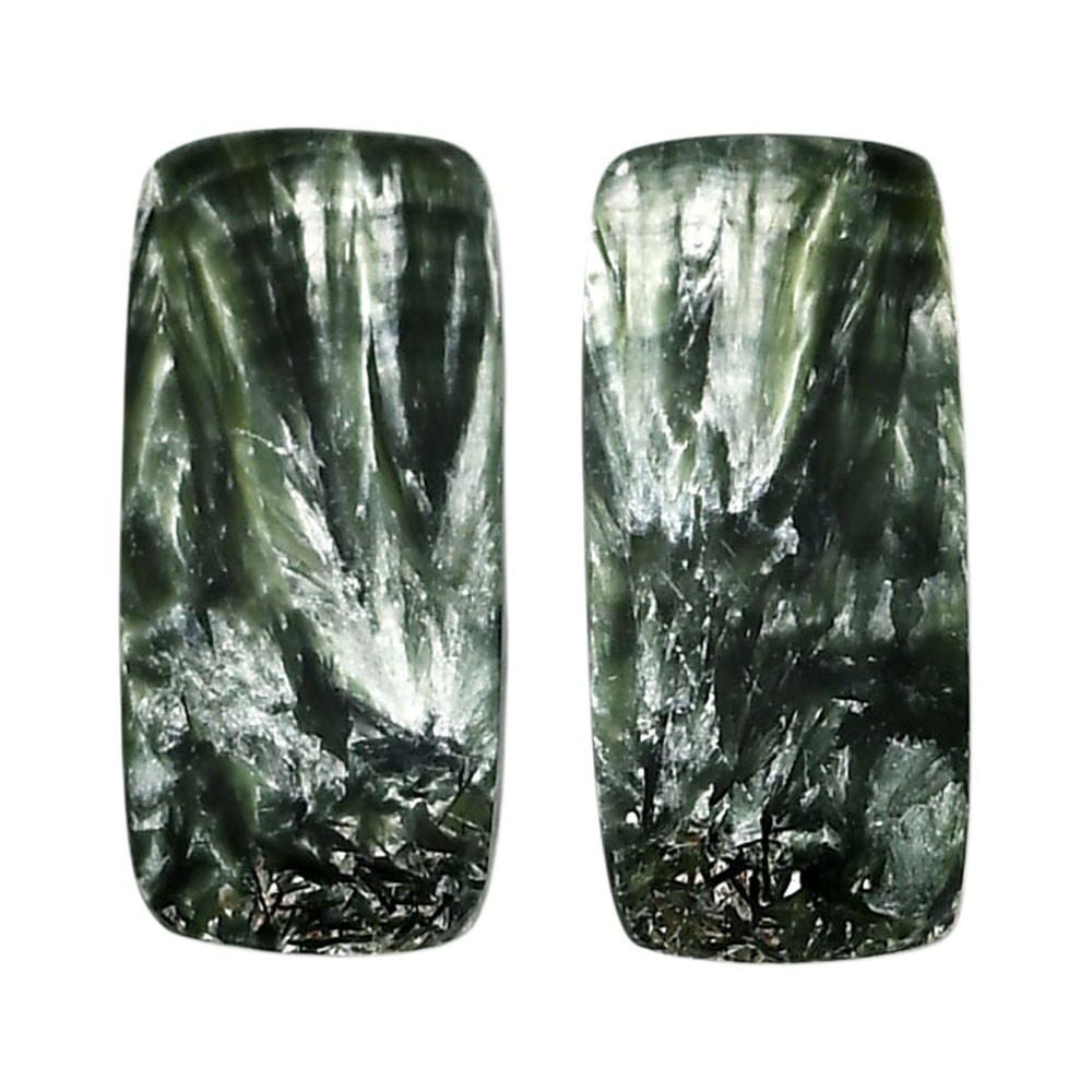 Natural Seraphinite Pair 11.5×24.7×3.5 mm Baguette Gemstone LS35-04431
