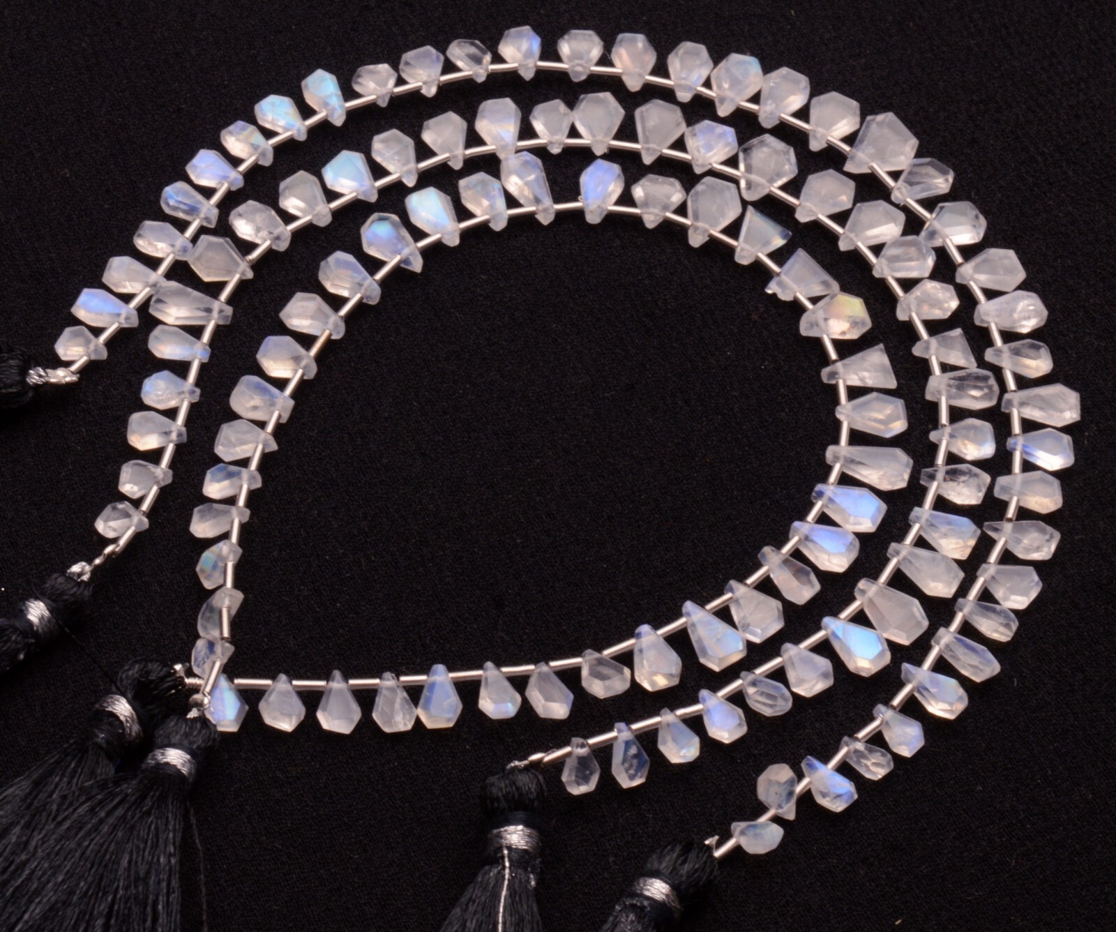Blue Fire Rainbow Moonstone 5 to 8 mm Size Jewelry Making Beads 9″ Strand