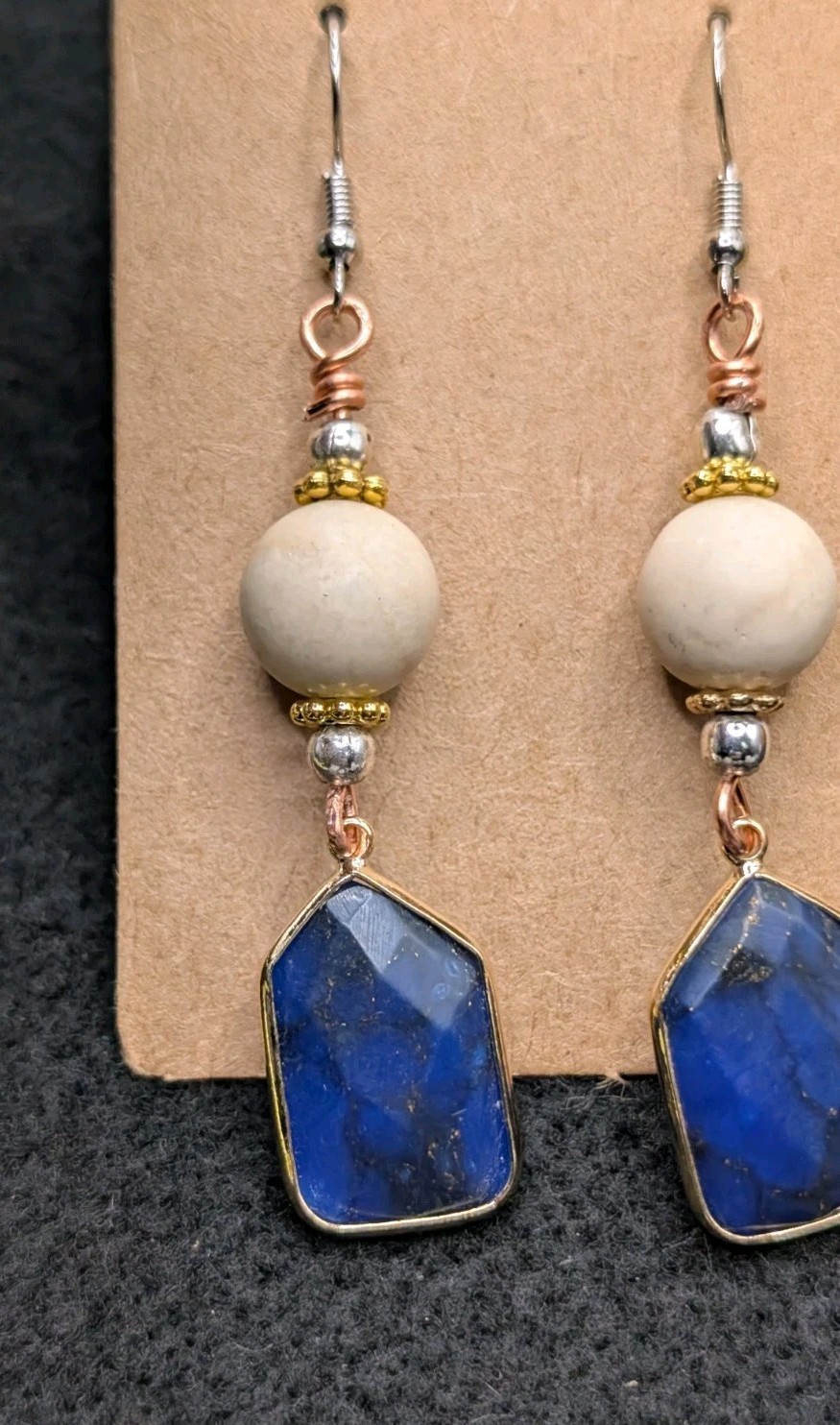 Women’s Artisan Stylish Boho Mixed Beaded Drop Dangly Hook Earrings 💙🤍🤎
