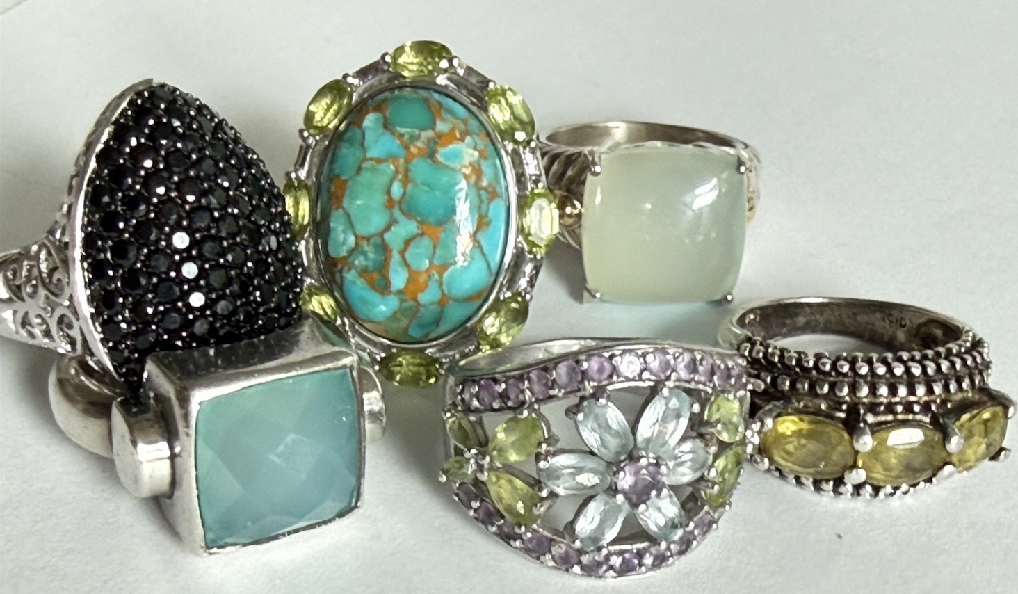 Lot Designer Signed Ross Simons Sterling Silver 925 Chunky Turquoise Rings 53g