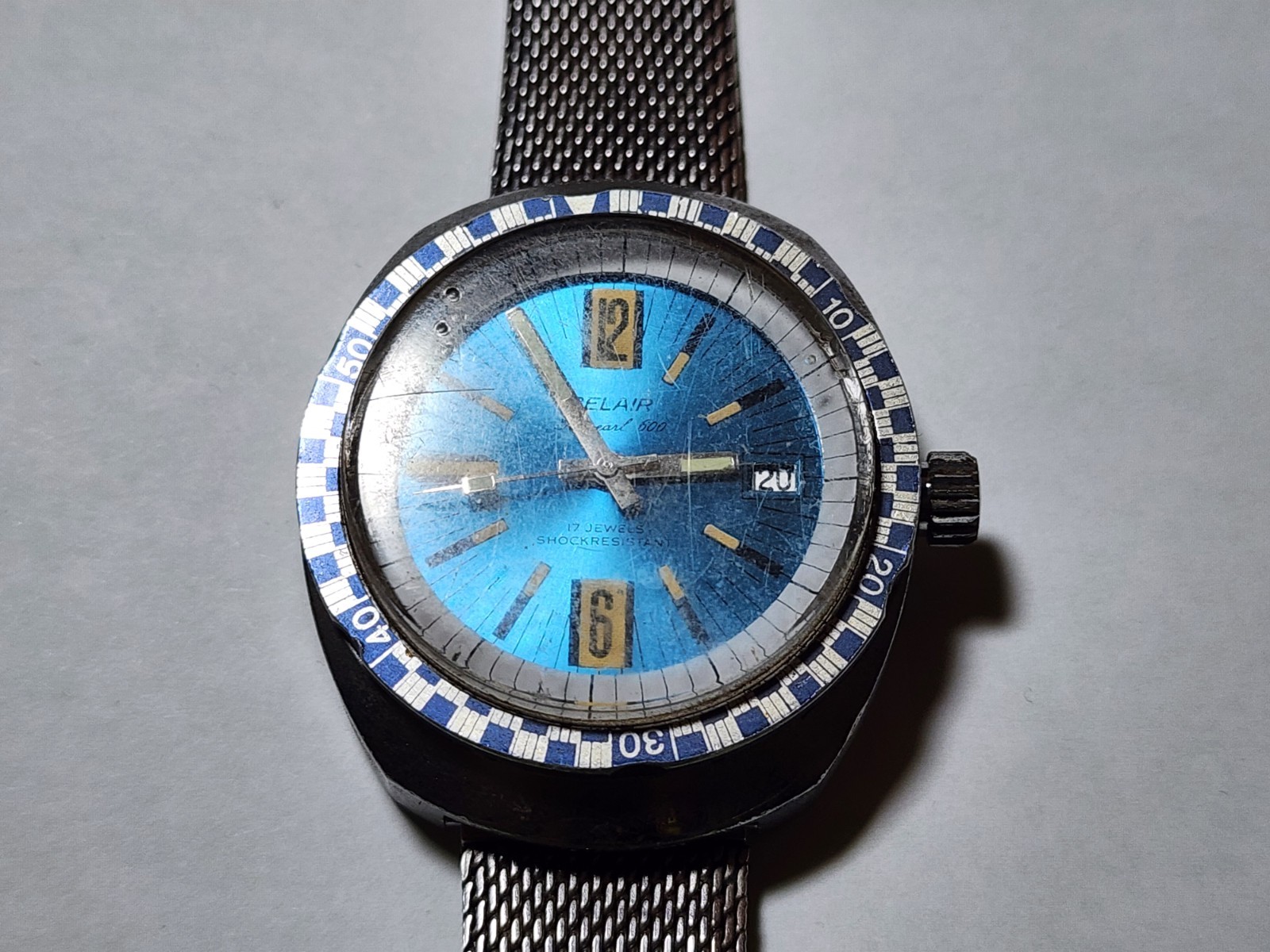 VTG 60s BELAIR Seapearl 600 Divers Watch Checkerboard Bezel Rare WORKS!