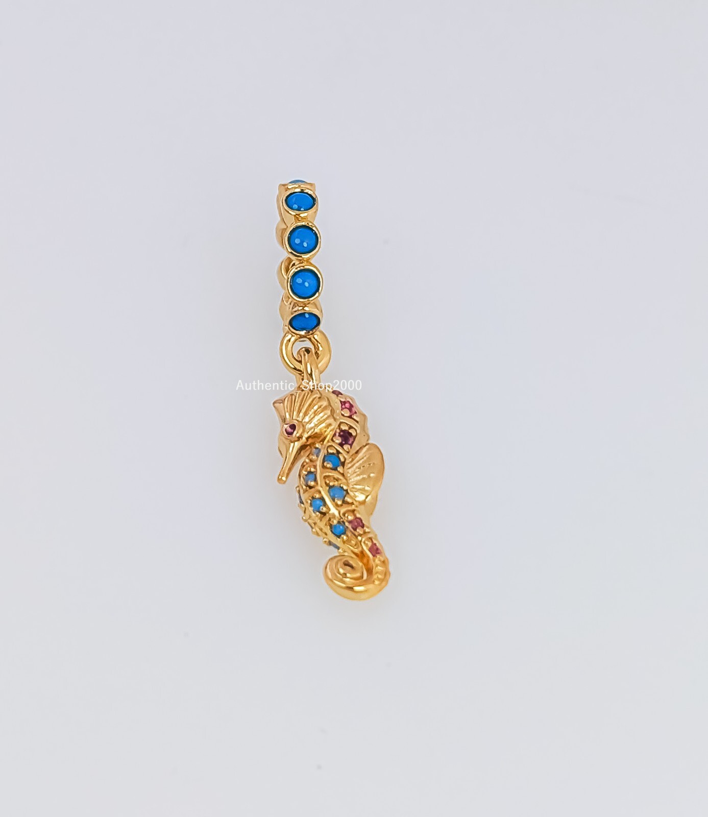 New 100% Authentic PANDORA 14k Gold P Sparkle Crystals Seahorse Charm 763895C01