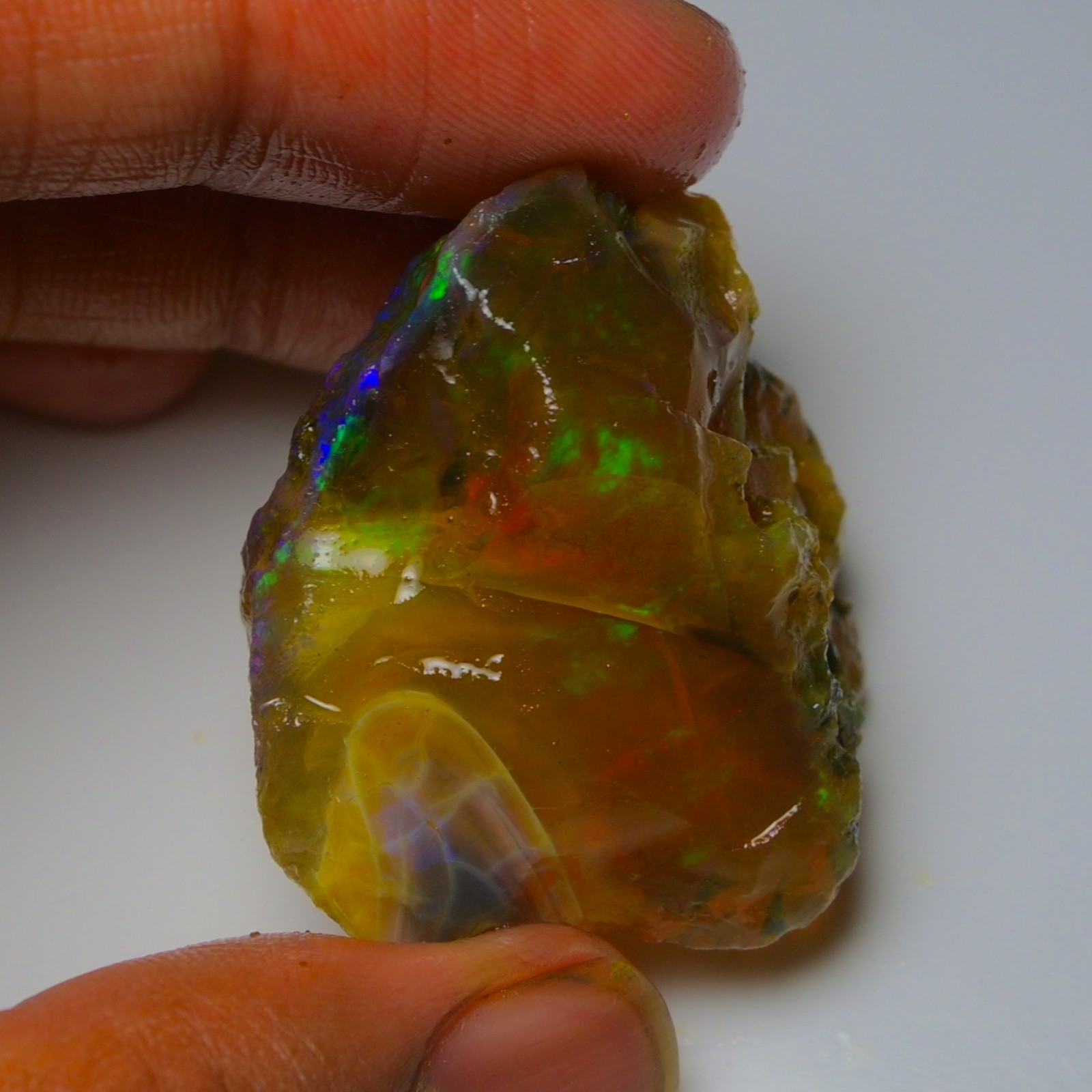 Ethiopian Oil Opal Specimen 99.20 cts Natural Rough Gemstone – Fire Opal Roug