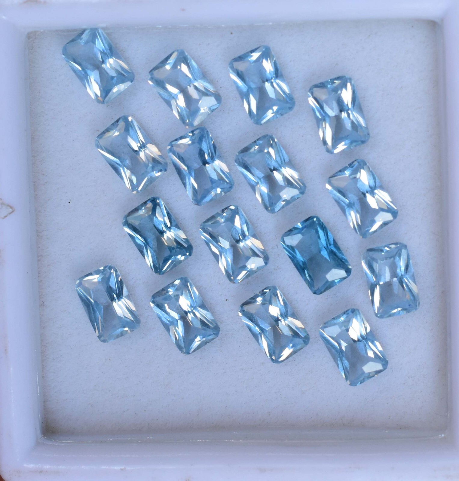 16 Pcs Natural Blue Aquamarine 5 x 5 mm AAA+ Square Certified Loose Gemstone