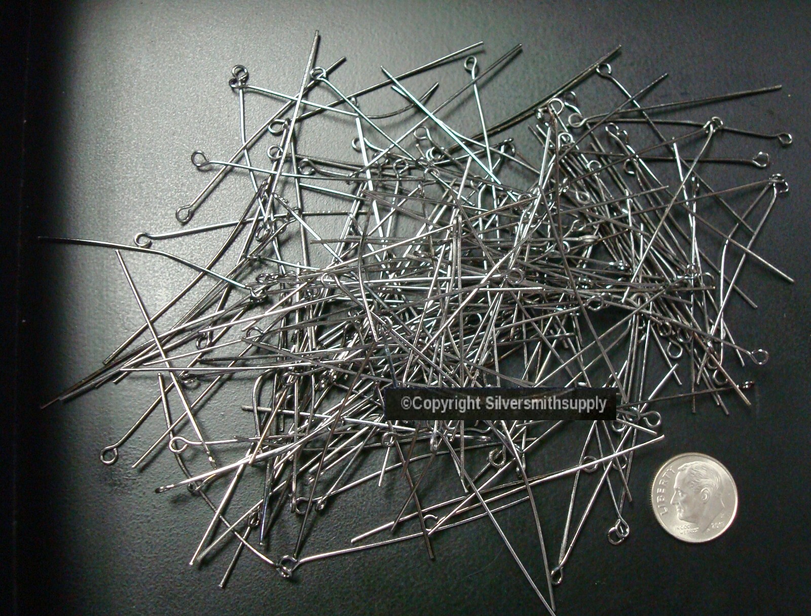 2in Black plt 20 gauge eye pins 100pcs bead findings earring parts 50mm FEP038B
