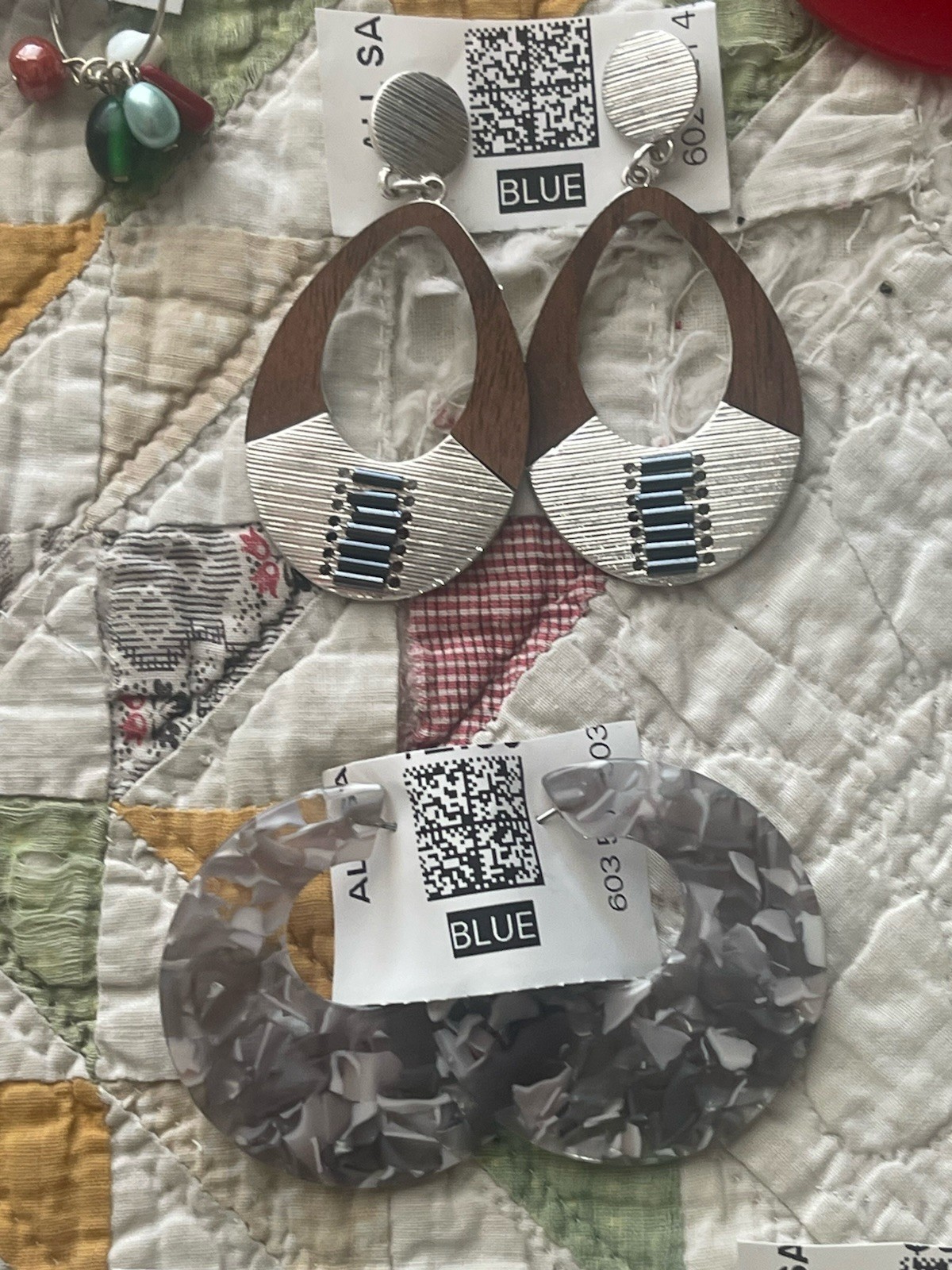 EARRINGS LOT DANGLE DROP HOOP STUD RHINESTONE