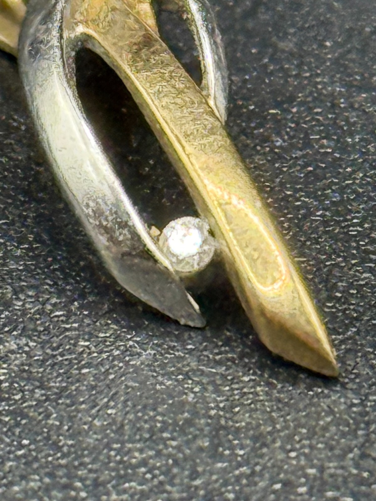 9ct Yellow and White Gold Intertwined Pendant with Diamond Accent, Marked 375