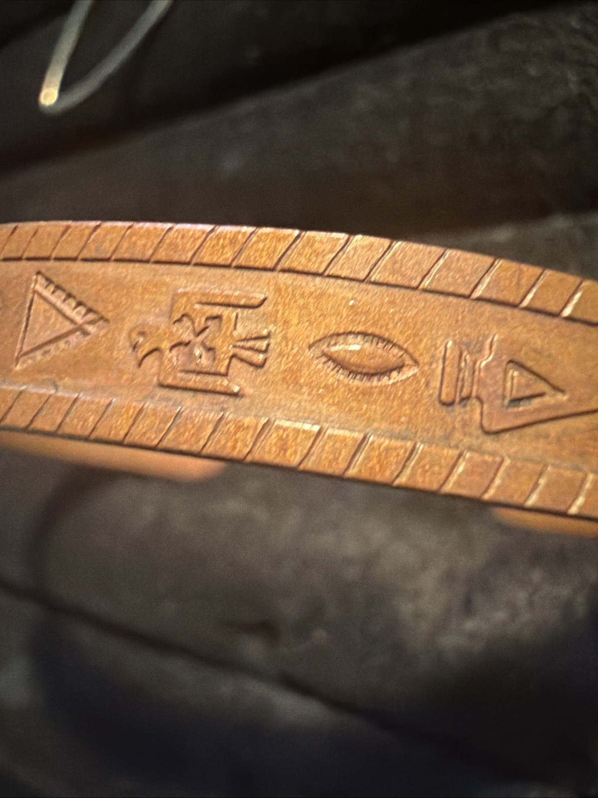 Navajo Fred Harvey Engraved Solid Copper Cuff bracelet Size 6 1/2