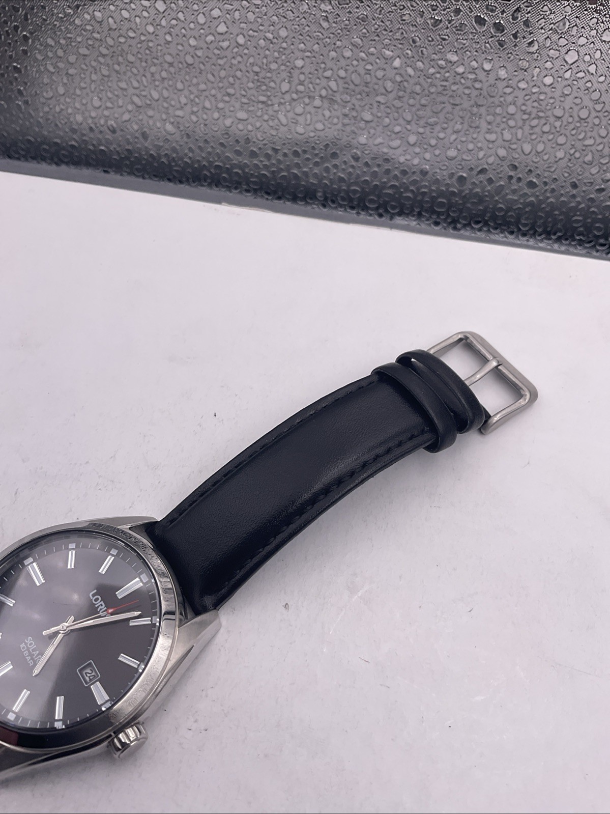 Lorus Men’s Solar Watch with Black Dial and Black Strap RX339AX9 New Seiko