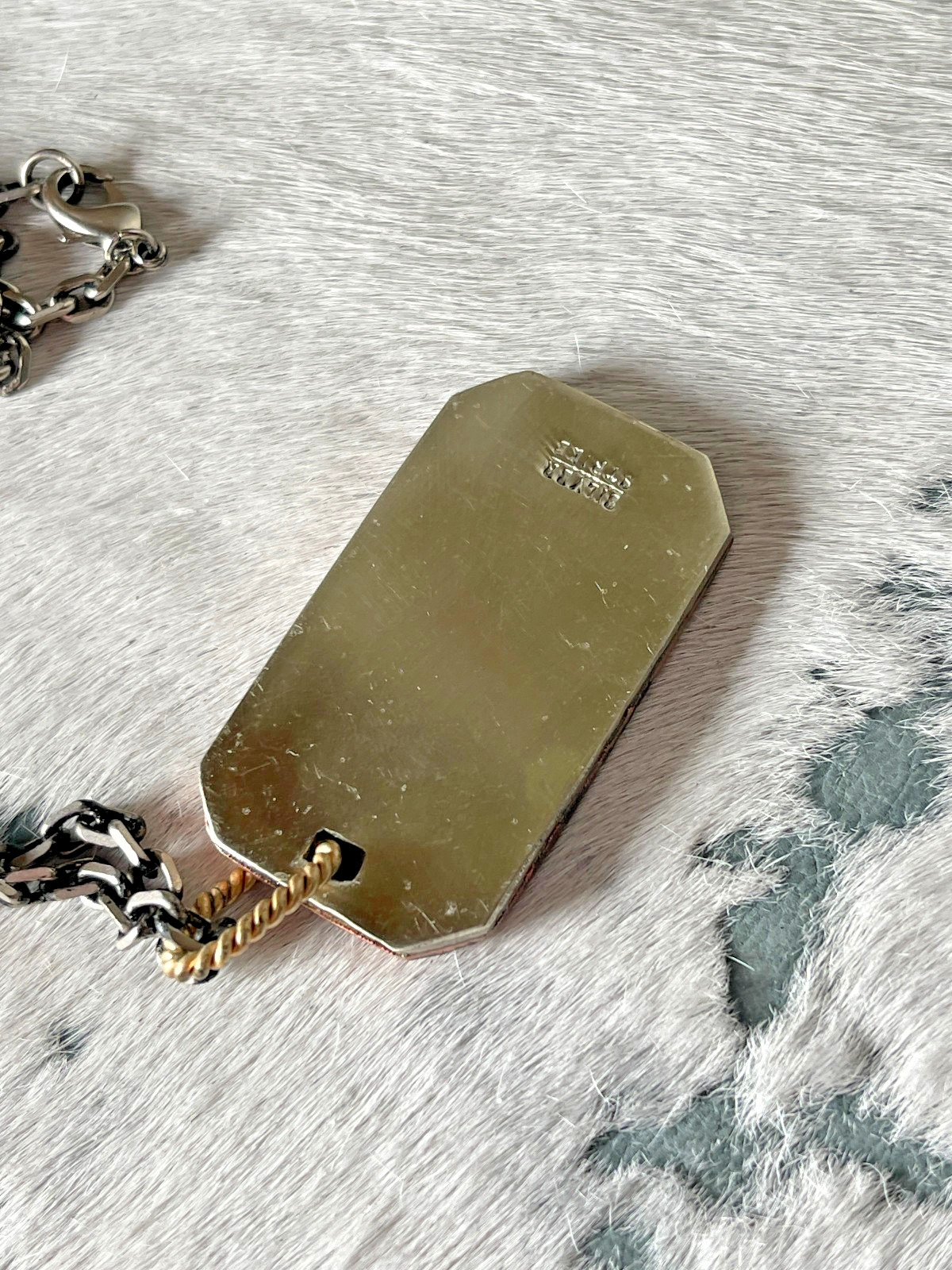 Silver Strike Mens Necklace 24 in Dog Tag Engraved Silver US Flag Chain America
