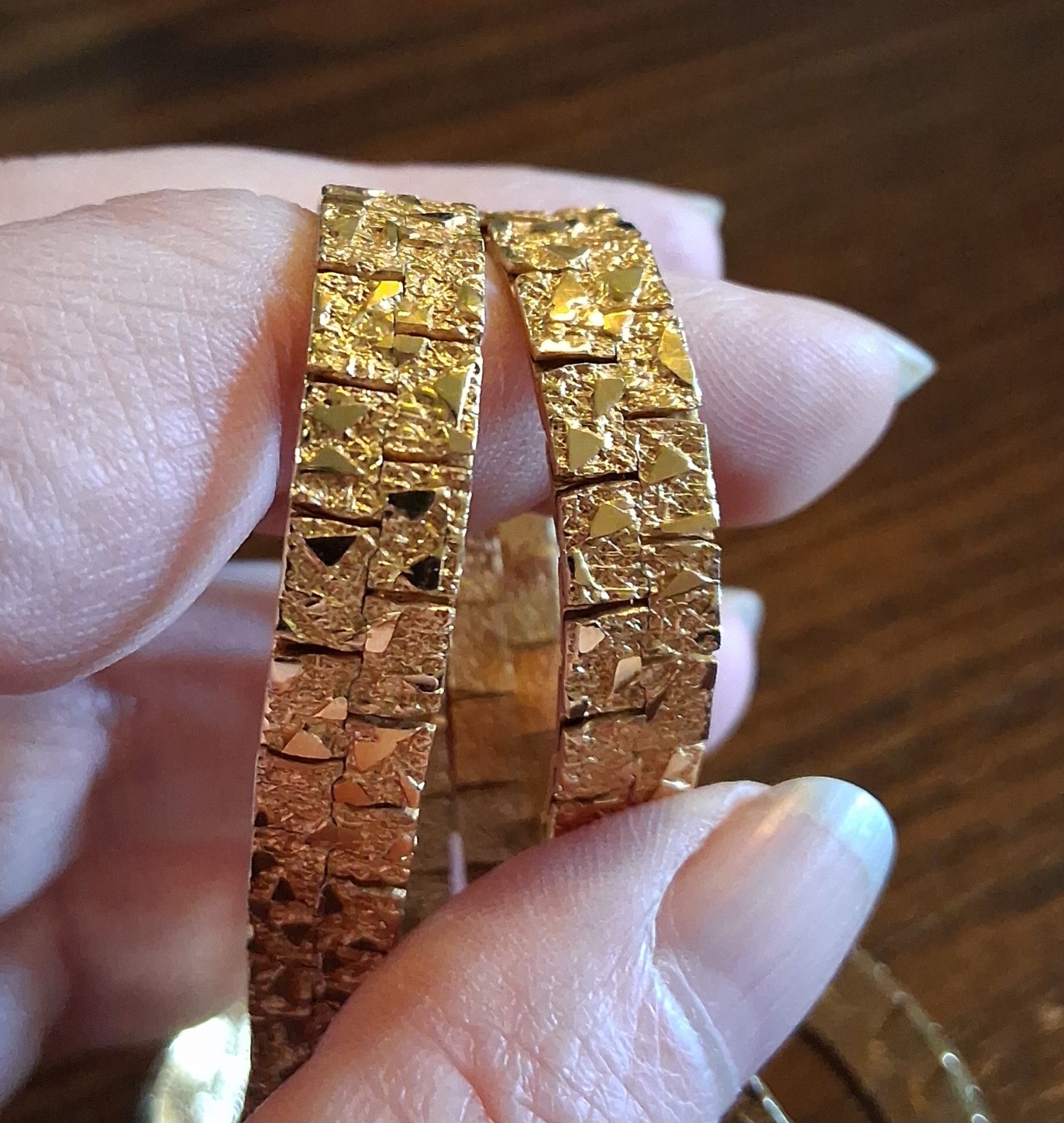 19″ Faux Gold Nugget Style 8mm Wide Chain Vintage(?) See Pics/Description