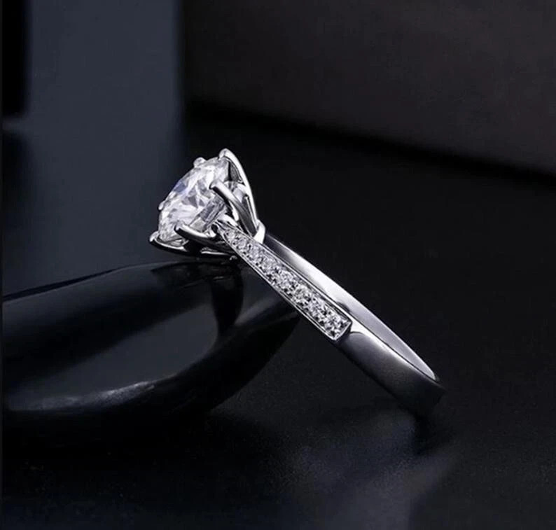1.50 CT E-F/VS Lab-Grown Diamond Side Stone Engagement Ring in 14K White Gold