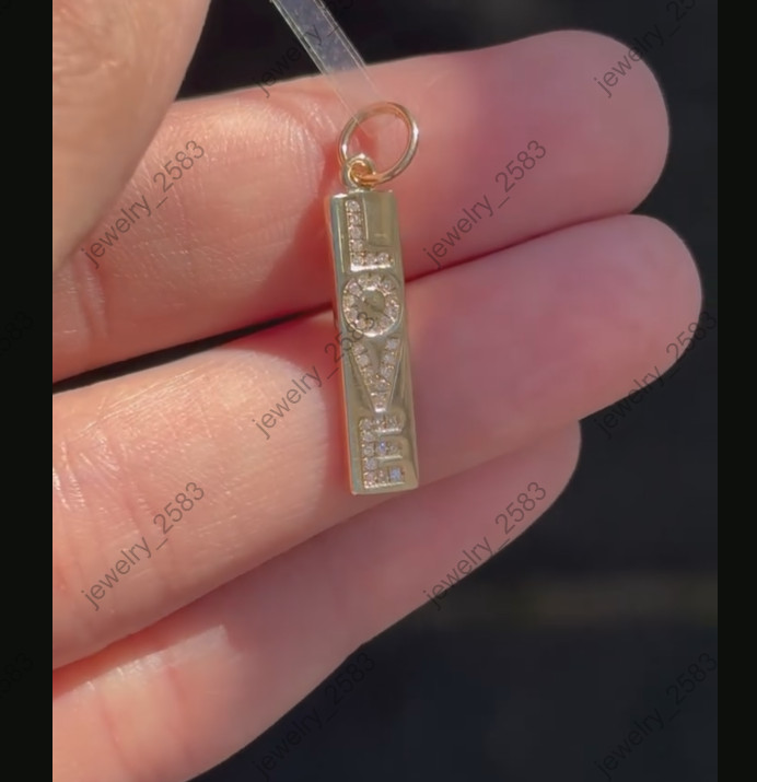 Womens Anniversary Gift For Love Real Moissanite “LOVE” Pendant In Real 925 S