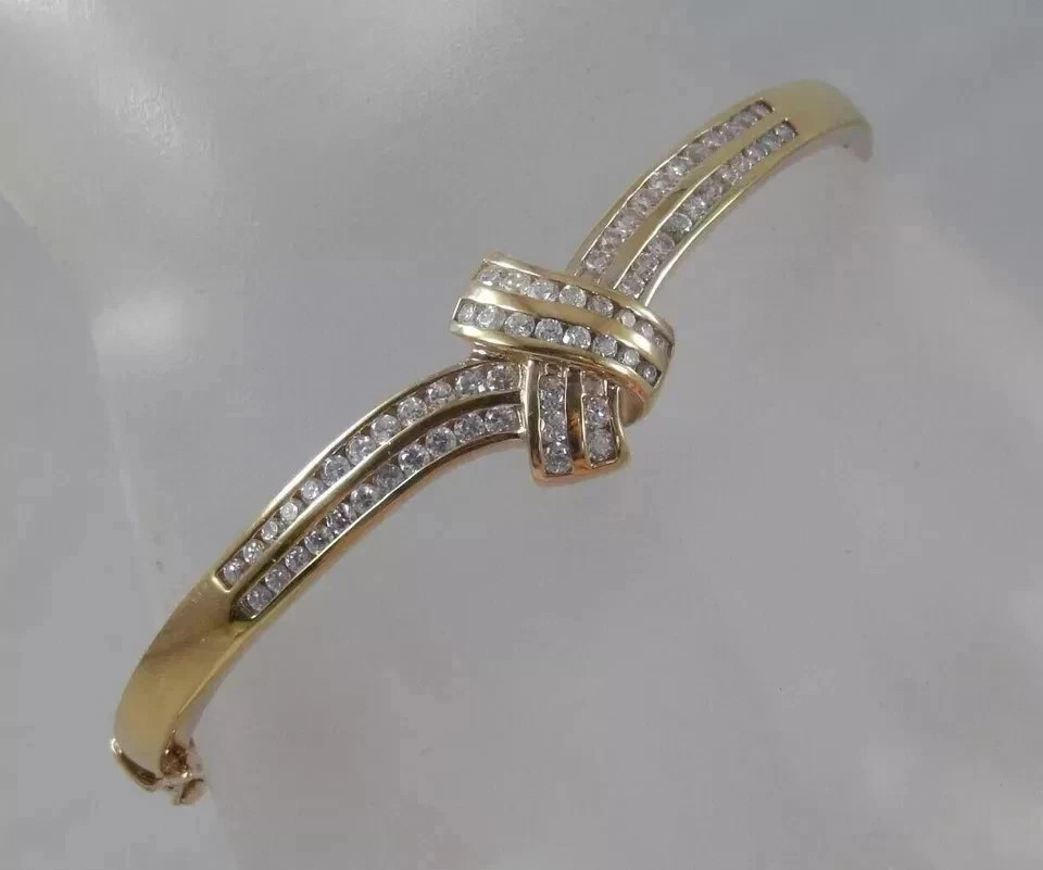 6Ct Round Cut Lab-Created Diamond Women’s Bangle Bracelet 14k Yellow Gold Finish